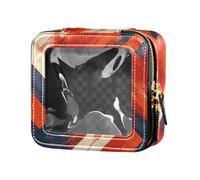 FRODOTGV 4 luglio American Independence Day Mini borsa trasparente per il trucco per la borsa per ragazze organizzatore cosmetico portatile articoli da toeletta con cerniera, Strisce rosse., Taglia