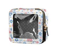 FRODOTGV 4 luglio American Independence Day Mini borsa trasparente per il trucco per la borsa per ragazze organizzatore cosmetico portatile articoli da toeletta con cerniera, Fiori Funghi Senza