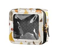 FRODOTGV 4 luglio American Independence Day Mini borsa trasparente per il trucco per la borsa per ragazze organizzatore cosmetico portatile articoli da toeletta con cerniera, Autunno Gnomi Foglie