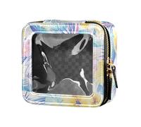 FRODOTGV 4 luglio American Independence Day Mini borsa trasparente per il trucco per la borsa per ragazze organizzatore cosmetico portatile articoli da toeletta con cerniera, Acquerello Floreale