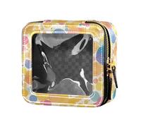 FRODOTGV 4 luglio American Independence Day Mini borsa trasparente per il trucco per la borsa per ragazze organizzatore cosmetico portatile articoli da toeletta con cerniera, Acquerello., Taglia unica