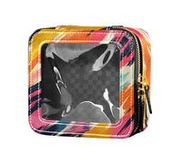 FRODOTGV 4 luglio American Independence Day Mini borsa trasparente per il trucco per la borsa per ragazze organizzatore cosmetico portatile articoli da toeletta con cerniera, Motivo a righe tigri