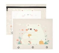 FRODOTGV A Sweet Bear - Sacchetti per raccoglitori a 3 anelli, con 3 occhielli rinforzati, per raccoglitori a 3 anelli, confezione da 2