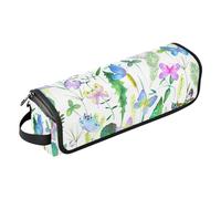 FRODOTGV Acquarello Summer Cottage Farfalla Pianta Fiore 2 in 1 Strumenti per Capelli Organizer con Tappetino Resistente al Calore Portatile Strumento di Styling Dei Capelli Organizzatore per Ferro