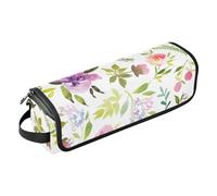 FRODOTGV Acquerello Fiori Modello Illustrazione Hot Hair Tools Borsa da Viaggio con Tappetino di Ferro Donne Essenziali di Stoccaggio Ferro Arricciacapelli Viaggio Holder Borsa, Illustrazione del