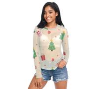 FRODOTGV Albero di Natale e regalo modello donna vedere attraverso top camicie maniche lunghe girocollo party club notte camicetta, Albero di Natale e modello regalo, L