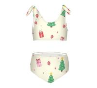FRODOTGV Albero di Natale e Regalo Modello Ragazza Due Pezzi Bikini Set Spiaggia Costumi Da Bagno Costumi Da Bagno Tracolla Regolabile, Albero di Natale e modello regalo, 9-10 Anni
