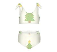 FRODOTGV Albero di Natale Ripetere Modello Ragazza Due Pezzi Bikini Set Quick-Dry Costumi Da Bagno Costumi Da Bagno Tracolla Regolabile, Albero di Natale ripetuto modello, 4 anni