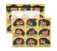 FRODOTGV Angry African Girls giallo raccoglitore matita sacchetti finestra trasparente 3 anelli tasca per lettere A4 confezione da 2 forniture per studenti classe