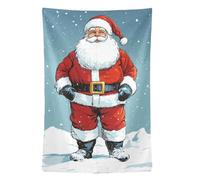 FRODOTGV Arazzo da appendere alla parete con divertente Babbo Natale con enorme barba bianca che indossa una tuta da neve rossa, decorazione per la casa, 152 x 101 cm