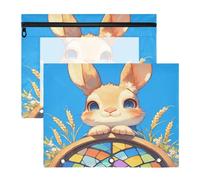 FRODOTGV Art Bunny - Astuccio portatile con 3 anelli, per lettere formato A4, confezione da 2, per studenti e per la casa, colore: azzurro cielo