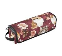 FRODOTGV Art Exotic Shorthair Cats Borgogna 2 in 1 Strumenti per Capelli Organizer e Tappetino Resistente al Calore con Cerniera Riscaldamento Strumenti Borsa da Viaggio per Ferro Piatto Strumenti