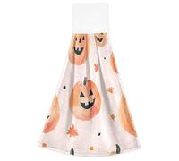 FRODOTGV Asciugamani con motivo senza cuciture di zucca di Halloween con anello per la cucina 2 Pz panni per asciugare i piatti Yoga microfibra sapone panno