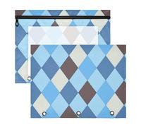 FRODOTGV Astucci a scacchi blu scuro bianco marrone con finestra trasparente in plastica per documenti A4 lettere confezione da 2 articoli per insegnanti e ufficio