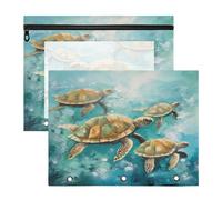 FRODOTGV Astuccio a forma di tartaruga marina verde con cerniere lisce, cartelle tascabili per raccoglitori a 3 anelli, confezione da 2 articoli artistici per insegnanti