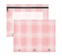 FRODOTGV Astuccio a quadri rosa in plastica portatile per lettere di carta A4, confezione da 2 pezzi, per studenti e forniture artistiche