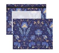 FRODOTGV Astuccio blu scuro con motivo floreale chic con cerniera, per lettere di carta A4, confezione da 2 articoli artistici per insegnanti