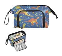 FRODOTGV Astuccio colorato con dinosauri, grande capacità, per ragazze, con manico, astuccio con cerniera, per ufficio preppy