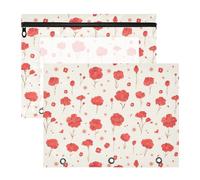 FRODOTGV Astuccio con fiori di garofano rosso, con 3 occhielli rinforzati, tasca a 3 fori, per lettere di carta A4, confezione da 2 articoli per la casa per insegnanti