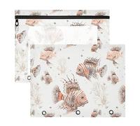 FRODOTGV Astuccio estetico per matite a forma di pesce leone, con cerniere lisce, in plastica, per raccoglitori a 3 anelli, confezione da 2 articoli per la casa per studenti