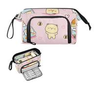 FRODOTGV Astuccio per matite con api carine e orsetti rosa, grande capacità, astuccio multifunzionale con scomparti per adolescenti forniture per le scuole superiori