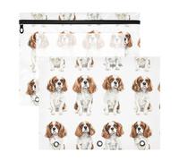 FRODOTGV Astuccio per matite con cani in stile cartone animato, con cerniere lisce, per lettere di carta A4, confezione da 2 articoli per insegnanti e università