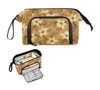FRODOTGV Astuccio per matite con motivo floreale su marrone, grande capacità, con scomparti, materiale scolastico per ragazze adolescenti per donne, forniture per le scuole superiori