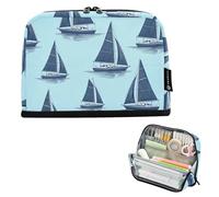 FRODOTGV Astuccio per matite di grande capacità borse per il trucco durevoli sacchetto per monete per ragazzi asilo barca a vela modello estivo