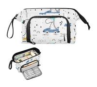 FRODOTGV Astuccio per matite estivo con dinosauro e autista di dinosauri, grande capacità, astuccio multifunzionale per matite per bambini scuola preppy