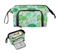 FRODOTGV Astuccio portapenne con cactus e dinosauri verdi, grande capacità, organizer con scomparti, astuccio per matite e cosmetici, per la scuola delle ragazze