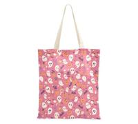 FRODOTGV Autunno Seamless Pattern su uno sfondo grigio Borse di tela riutilizzabili per la ragazza sacchetto regalo di compleanno con tasche, Dolcetto O scherzetto sfondo Halloween, Taglia unica