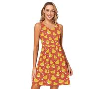 FRODOTGV Bambini Carino Giallo Gomma Ducks Womens Abiti Corti Allentato A-Line Partito Mini Sundress Girocollo, Bambini Carino Giallo Anatre di Gomma, L