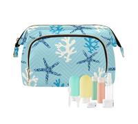 FRODOTGV Barriera Corallina Stella Marina Subacquea Blu Trucco Borse Trucco Cosmetico Borsa Donna Viaggio Cerniera Moneta, Barriera Corallina Stella Marina Blu Sub, 1 Size