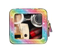 FRODOTGV Beauty case carino beauty case trasparente linea colorata divertente stelle modello cosmetico custodia organizer per cosmetici linea colorata divertente motivo stelle, taglia unica, Motivo