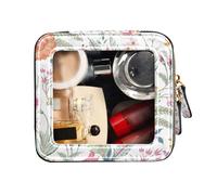 FRODOTGV Beauty case con cerniera trasparente borsa per il trucco piccola fantasia floreale ricamo giacobeo borse cosmetiche, Fantasia floreale ricamo giacobino, 1 Size
