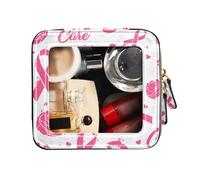 FRODOTGV Beauty case con cerniera trasparente da viaggio borsa per il trucco modello pesca con nastri, baci e fiori, piccola borsa cosmetica per, Motivo pesca con nastri baci e fiori, 1 Size