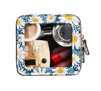 FRODOTGV Beauty case con fiori di camomilla, colore bianco, grazioso astuccio per cosmetici, trasparente, Fiori di camomilla bianchi, 1 Size