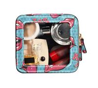 FRODOTGV Beauty case con labbra femminili e bocca con cerniera, mini borsa trasparente per trucco in pelle trasparente, Labbra Femminili Bocca, 1 Size
