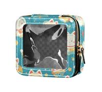 FRODOTGV Beauty case da viaggio con pupazzi di neve carino e trasparente, organizer per smalti per unghie, per ragazze e donne, Carino Gatto Bianco Astronauta Galleggiante nello Spazio, 1 Size