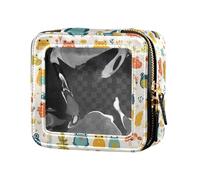 FRODOTGV Beauty case da viaggio in pelle trasparente con rose rosse con bulbi oculari e corvi neri, per ragazze, Varie Rane Divertenti Safari Fungo Principessa, 1 Size