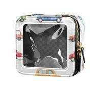 FRODOTGV Beauty case in pelle trasparente con fiori di ciliegio per ragazze, organizer portatile per cosmetici, da viaggio, Collezione Cartoon Cars, 1 Size