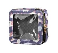 FRODOTGV Beauty case in pelle trasparente con motivo rosa con nastri, baci e fiori, con cerniera, contenitori per cosmetici per ragazze, Bel motivo Axolotl, 1 Size