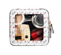 FRODOTGV Beauty case mini trasparente trucco borsa trasparente testo disegnato a mano amore rosso bianco viaggio cosmetico caso, Testo disegnato a mano Amore Rosso Bianco, 1 Size
