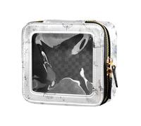 FRODOTGV Beauty case nero estetico - borsa per il trucco trasparente con uccello cincia e fiume, 04, 1 Size