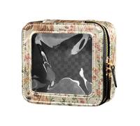 FRODOTGV Beauty case nero estetico - borsa per il trucco trasparente con uccello cincia e fiume, 16, 1 Size