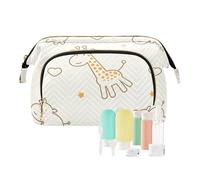 FRODOTGV Beauty case organizer per cosmetici, con giraffa e ippopotamo in stile cartone animato, borsa cosmetica da viaggio, graziosa giraffa e ippopotamo, taglia unica, Simpatico cartone animato