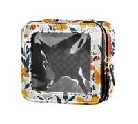 FRODOTGV Beauty case trasparente con fiori autunnali, narcisi, anemoni, farfalle, api, terracotta, carina, per il trucco, 12, 1 Size