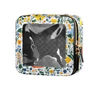 FRODOTGV Beauty case trasparente con fiori autunnali, narcisi, anemoni, farfalle, api, terracotta, carina, per il trucco, 02, 1 Size