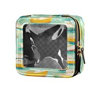 FRODOTGV Beauty case trasparente con foglie di banana tropicali per cosmetici, per ragazze e donne, Barche bianche e gialle nel modello verde del lago, Taglia unica