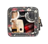 FRODOTGV Beauty case trasparente Make Up Bag modello senza cuciture Fly fiori agarici borse organizer in pelle, Seamless Pattern Fly Agaric Fiori, 1 Size